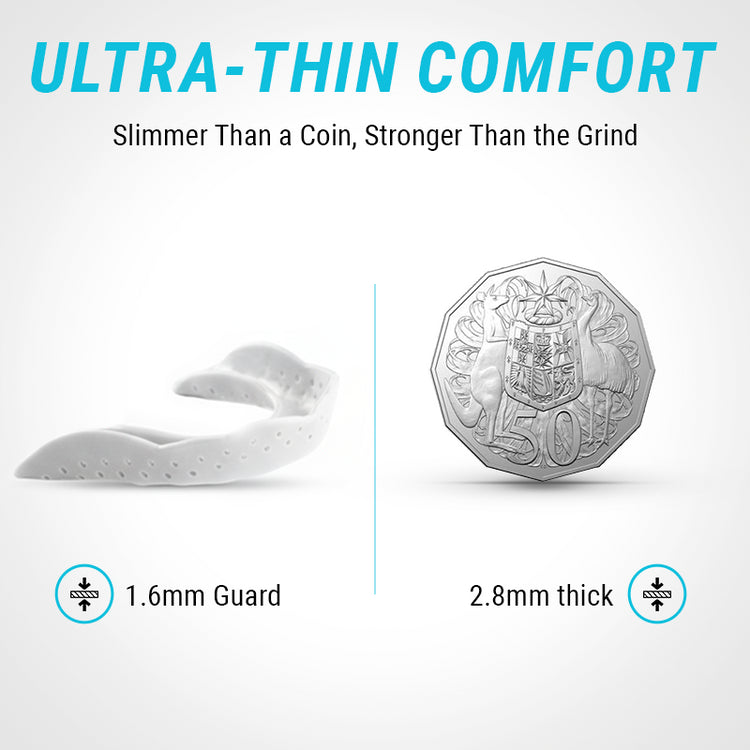 SOVA Aero Night Guard and coin comparison. 'Ultra-Thin Comfort'