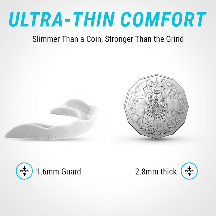 SOVA Aero Night Guard and coin comparison. 'Ultra-Thin Comfort'